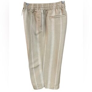Lane Bryant Striped Linen Blend Wide Leg Cropped Pull-on Pants 14/16 EUC